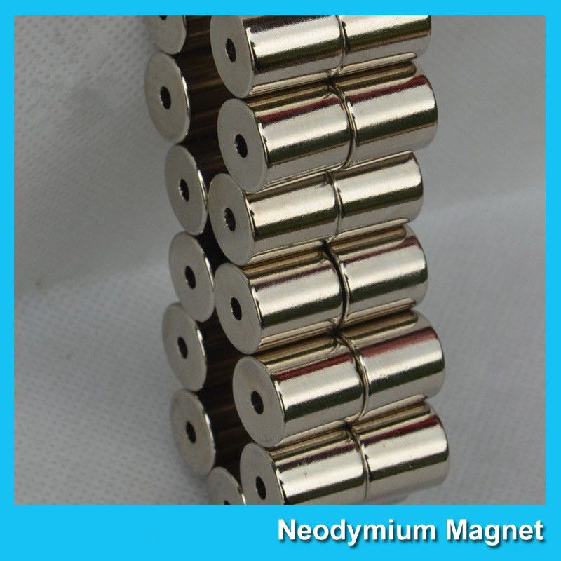 Rare Earth Round Cylinder N38 N45 Neodymium Ring Magnets With Holes Multipurpose Use